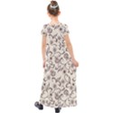 White And Brown Floral Wallpaper Flowers Background Pattern Kids  Short Sleeve Maxi Dress View2