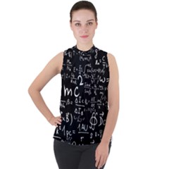 E=mc2 Text Science Albert Einstein Formula Mathematics Physics Mock Neck Chiffon Sleeveless Top by Jancukart