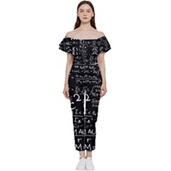 E=mc2 Text Science Albert Einstein Formula Mathematics Physics Off Shoulder Ruffle Top Jumpsuit