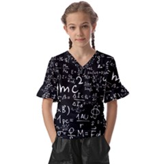 E=mc2 Text Science Albert Einstein Formula Mathematics Physics Kids  V-neck Horn Sleeve Blouse by Jancukart