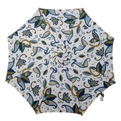 Flowers Blue Texture Style Batik Hook Handle Umbrellas (large)