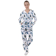 Flowers Blue Texture Style Batik Women s Tracksuit