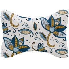 Flowers Blue Texture Style Batik Seat Head Rest Cushion