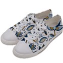 Flowers Blue Texture Style Batik Women s Low Top Canvas Sneakers View2