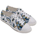 Flowers Blue Texture Style Batik Women s Low Top Canvas Sneakers View3