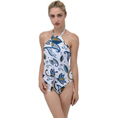 Flowers Blue Texture Style Batik Go With The Flow One Piece Swimsuit