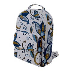 Flowers Blue Texture Style Batik Flap Pocket Backpack (large)