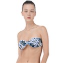 Flowers Blue Texture Style Batik Classic Bandeau Bikini Top  View1