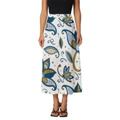 Flowers Blue Texture Style Batik Classic Midi Chiffon Skirt