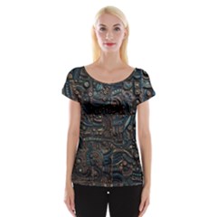 Abstract Wallpaper Artwork Pattern Texture Cap Sleeve Top