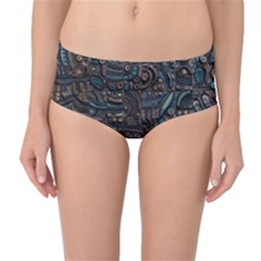 Abstract Wallpaper Artwork Pattern Texture Mid-waist Bikini Bottoms