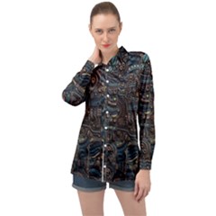 Abstract Wallpaper Artwork Pattern Texture Long Sleeve Satin Shirt