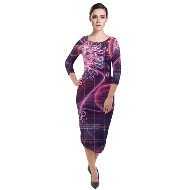 Formula Math Mathematics Physics Science Quarter Sleeve Midi Velour Bodycon Dress