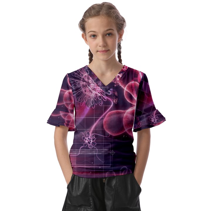 Formula Math Mathematics Physics Science Kids  V-Neck Horn Sleeve Blouse