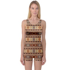 Southwest-pattern-tan-large One Piece Boyleg Swimsuit by SouthwestDesigns