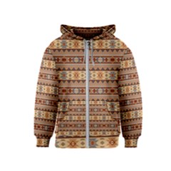 Southwest-pattern-tan-large Kids  Zipper Hoodie