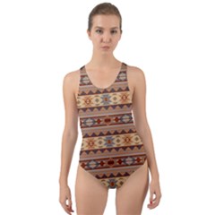 Southwest-pattern-tan-large Cut-out Back One Piece Swimsuit by SouthwestDesigns