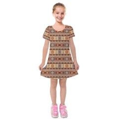 Southwest-pattern-tan-large Kids  Short Sleeve Velvet Dress by SouthwestDesigns