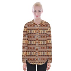 Southwest-pattern-tan-large Womens Long Sleeve Shirt