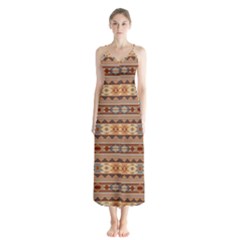 Southwest-pattern-tan-large Button Up Chiffon Maxi Dress