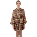 Southwest-pattern-tan-large Long Sleeve Satin Kimono View1