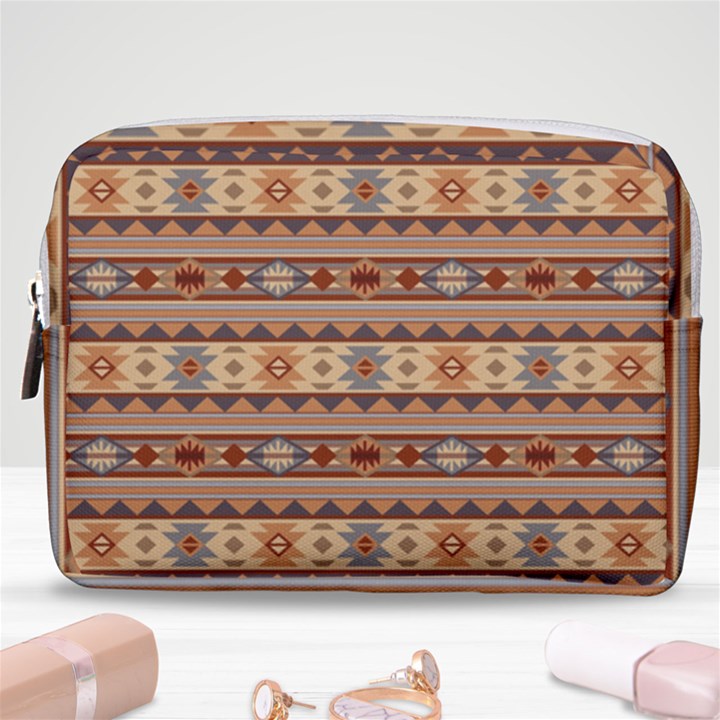 Southwest-pattern-tan-large Make Up Pouch (Medium)