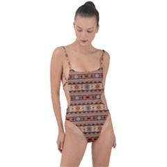 Southwest-pattern-tan-large Tie Strap One Piece Swimsuit by SouthwestDesigns