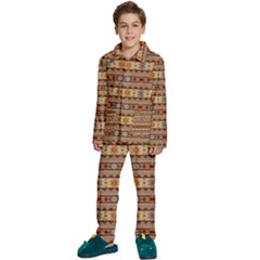 Southwest-pattern-tan-large Kids  Long Sleeve Velvet Pajamas Set