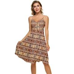 Southwest-pattern-tan-large Sleeveless Tie Front Chiffon Dress by SouthwestDesigns