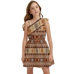 Southwest-pattern-tan-large Kids  One Shoulder Party Dress by SouthwestDesigns