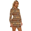 Southwest-pattern-tan-large Womens Long Sleeve Shirt Dress View3