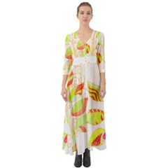 Leaves Design T- Shirtleaves T- Shirt Button Up Boho Maxi Dress by maxcute