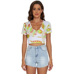 Leaves Design T- Shirtleaves T- Shirt V-neck Crop Top