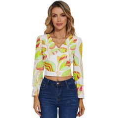 Leaves Design T- Shirtleaves T- Shirt Long Sleeve V-neck Top