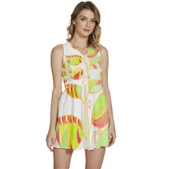 Leaves Design T- Shirtleaves T- Shirt Sleeveless High Waist Mini Dress