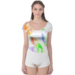 Leaves Silhouette Art T- Shirt Delicate Abstract Pastel Coloured Leaves Silhouette Art T- Shirt Boyleg Leotard  by maxcute