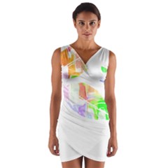 Leaves Silhouette Art T- Shirt Delicate Abstract Pastel Coloured Leaves Silhouette Art T- Shirt Wrap Front Bodycon Dress by maxcute