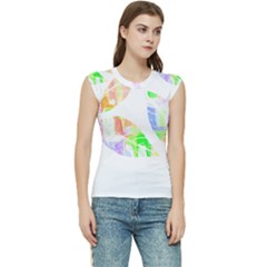 Leaves Silhouette Art T- Shirt Delicate Abstract Pastel Coloured Leaves Silhouette Art T- Shirt Women s Raglan Cap Sleeve Tee by maxcute