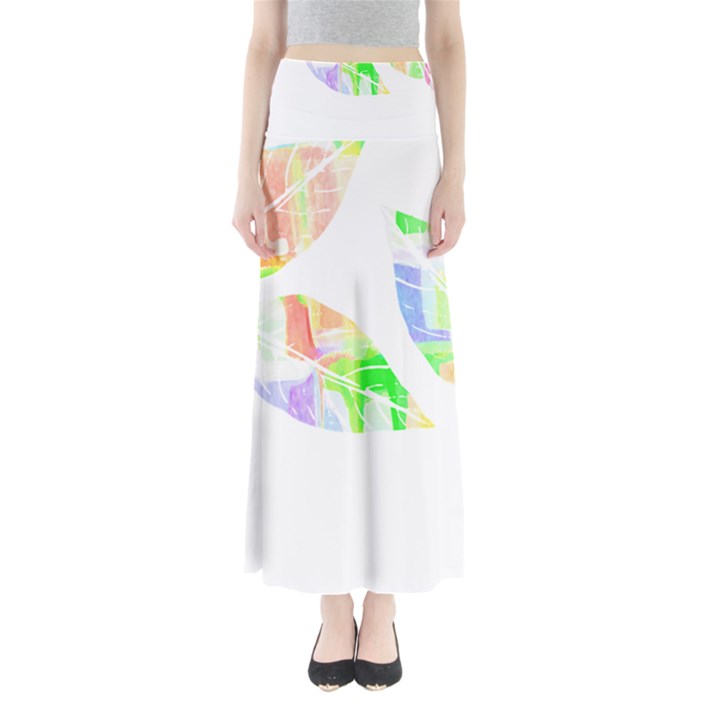 Leaves Silhouette Art T- Shirt Delicate Abstract Pastel Coloured Leaves Silhouette Art T- Shirt Full Length Maxi Skirt