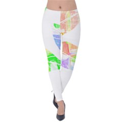 Leaves Silhouette Art T- Shirt Delicate Abstract Pastel Coloured Leaves Silhouette Art T- Shirt Velvet Leggings by maxcute