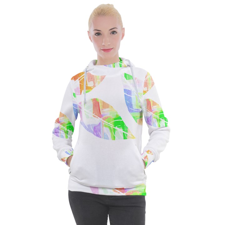 Leaves Silhouette Art T- Shirt Delicate Abstract Pastel Coloured Leaves Silhouette Art T- Shirt Women s Hooded Pullover