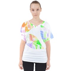 Leaves Silhouette Art T- Shirt Delicate Abstract Pastel Coloured Leaves Silhouette Art T- Shirt V-neck Dolman Drape Top by maxcute