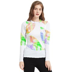 Leaves Silhouette Art T- Shirt Delicate Abstract Pastel Coloured Leaves Silhouette Art T- Shirt Women s Long Sleeve Rash Guard by maxcute