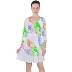 Leaves Silhouette Art T- Shirt Delicate Abstract Pastel Coloured Leaves Silhouette Art T- Shirt Quarter Sleeve Ruffle Waist Dress by maxcute