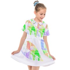 Leaves Silhouette Art T- Shirt Delicate Abstract Pastel Coloured Leaves Silhouette Art T- Shirt Kids  Short Sleeve Shirt Dress by maxcute