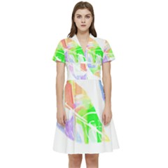 Leaves Silhouette Art T- Shirt Delicate Abstract Pastel Coloured Leaves Silhouette Art T- Shirt Short Sleeve Waist Detail Dress by maxcute