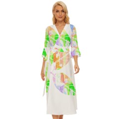 Leaves Silhouette Art T- Shirt Delicate Abstract Pastel Coloured Leaves Silhouette Art T- Shirt Midsummer Wrap Dress by maxcute