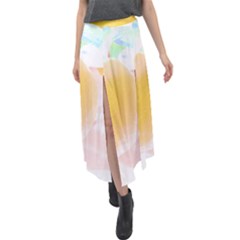 Lemon T- Shirt Yellow Lemon Hanging On A Tree Real Photograph T- Shirt Velour Split Maxi Skirt by maxcute