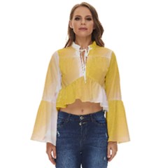 Lemon T- Shirt Yellow Lemon Hanging On A Tree Real Photograph T- Shirt Boho Long Bell Sleeve Top by maxcute