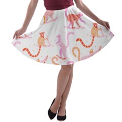 Lemur T- Shirt Lemur Pattern T- Shirt A-line Skater Skirt by maxcute